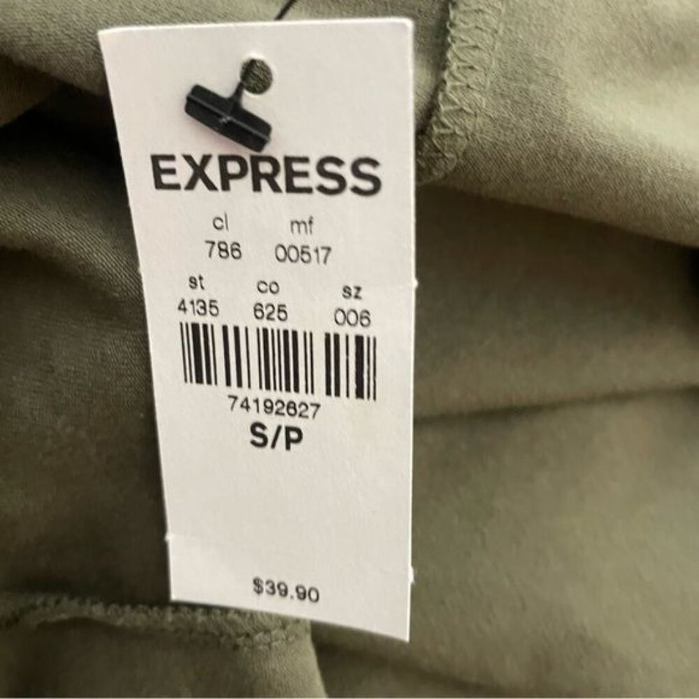 Express Olive Green Fit n' Flare Fairy Dress Womens Size S - Picture 7 of 8